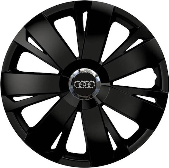 Car Wheel Hubcaps Versaco Energy Cbx 16" Black 3d Metal Logo Audi 4 Pieces