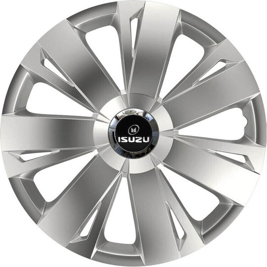 Car Wheel Hubcaps Versaco Energy Rc Silver 16" 3d Metal Logo Isuzu 4 Pieces
