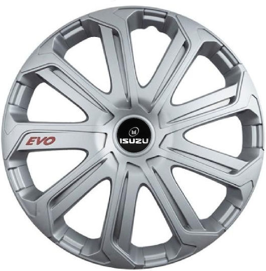 Car Wheel Hubcaps Versaco Evo Silver 15" 3d Metal Logo Isuzu 4 Pieces