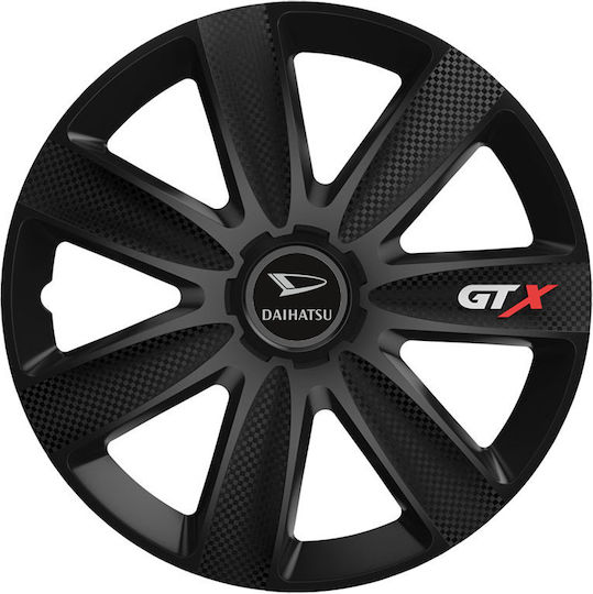 Тасии За Автомобилни Джанти Versaco Gtx Карбон Черни 13" 3d Метален Емблема Daihatsu 4 Броя