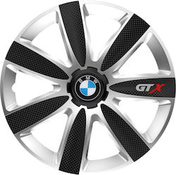 Car Wheel Hubcaps Versaco Gtx Carbon Black Silv...