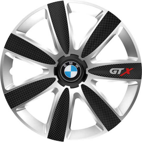 Тасии Трохове Автомобилни Versaco Gtx Карбон Черни Сребристи 14" Знак 3d Метален Bmw 4 Броя