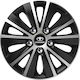 Car Wheel Hubcaps Versaco Paris Black Chrome Silver Bolts 14" 3d Metal Logo Daewoo 4 Pieces