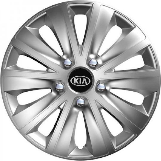 Car Wheel Hubcaps Versaco Rapid Hc Silver 13" 3d Metal Logo Kia 4 Pieces