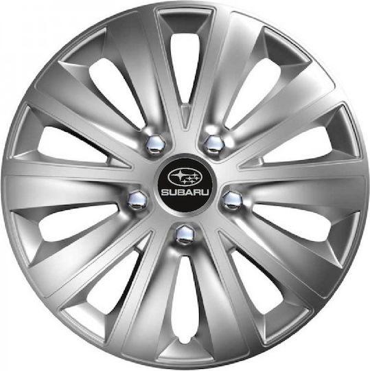 Car Wheel Hubcaps Versaco Rapid Hc Silver 16" 3d Metal Logo Subaru 4 Pieces