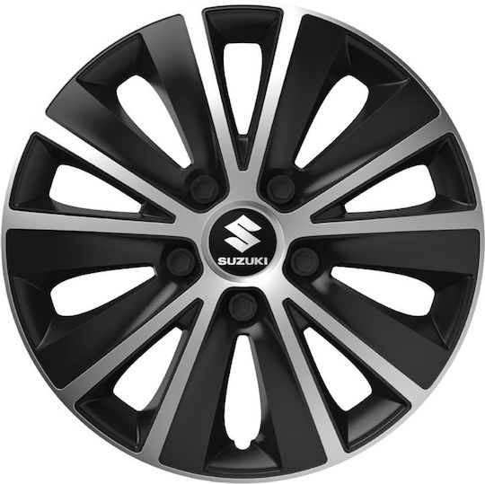 Тасии Тркхови Автомобилни Versaco Rapide Черно Хром Черни Болтове 13" Емблема 3d Метална Suzuki 4 Броя