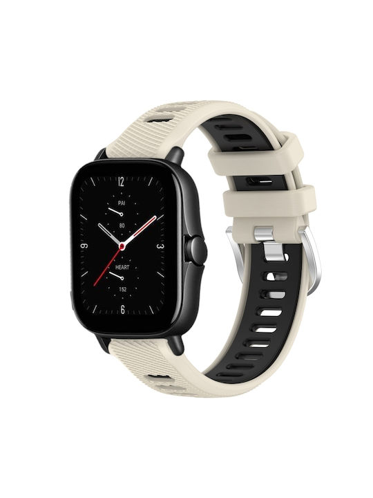Amazfit Gts 2e 20mm Каишка за Часовник с Кръстосана Текстура Силиконова Закопчалка Двуцветна Starlight+черен