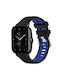 Amazfit GTS 2e 20mm Cross Texture Zweifarbige Tragbare Bänder Silikon Stahl Schwarz+Blau