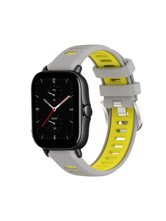 Amazfit Gts 2e 20mm Cross Texture Watch Band Silicone Buckle Two Colors Gray+Yellow
