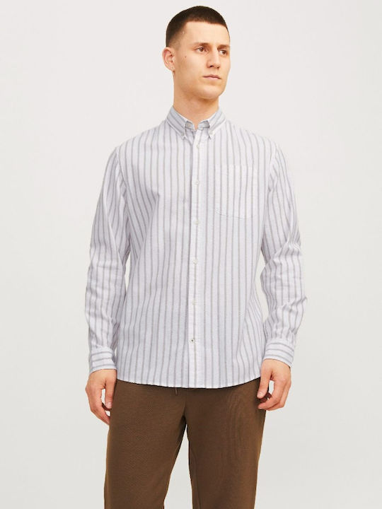 Jack & Jones Μακρυμάνικo Βαμβακερό Πουκάμισο Μπεζ