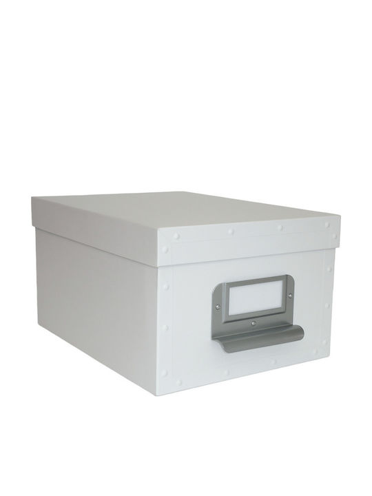 keleman Metallic Storage Box with Lid White 26x16x15.5cm