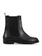 Leder Damen Stiefeletten Schwarz