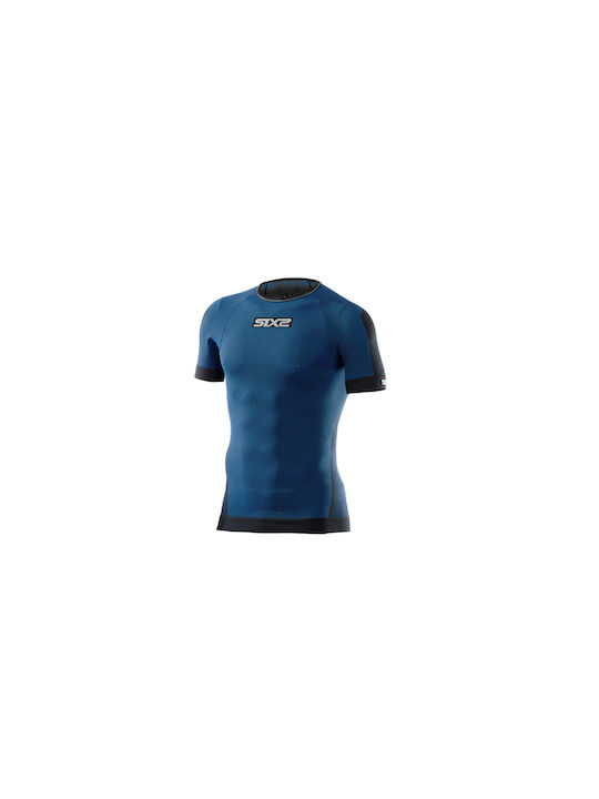 Six2 Herren Kurze Ärmel Fahrradtrikot Blau