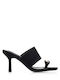 Suede Mules με Ψηλό Τακούνι σε Μαύρο Χρώμα