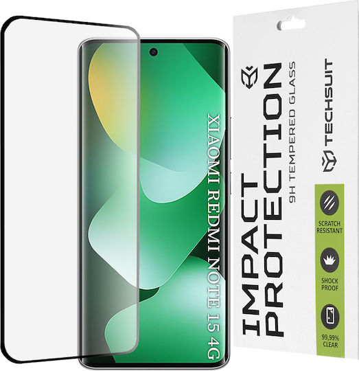 Techsuit 111d Full Cover Full Glue Sticlă 3d Curbată Ecran Xiaomi Redmi Note 15 4g Negru