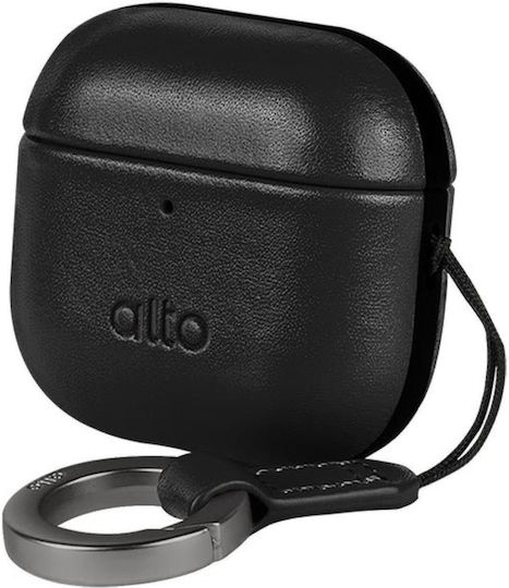 Θήκη Airpods 4th Gen Alto Premium Leather Case Ανθεκτική Σκληρή Δερμάτινη Raven Black Ap424-rav