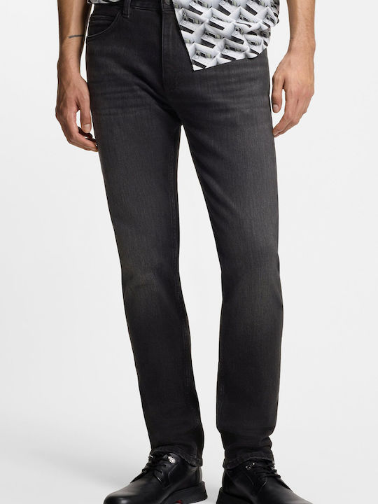 Hugo Ανδρικό Παντελόνι Τζιν Slim Fit Straight Μαύρο