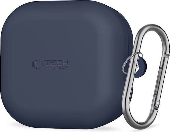 Tech-Protect Силиконов Калъф С Кука Съвместим С Samsung Galaxy Buds 4 4 Pro Тъмносин