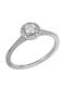 Single Stone Rosette Ring in 18K White Gold with Diamond