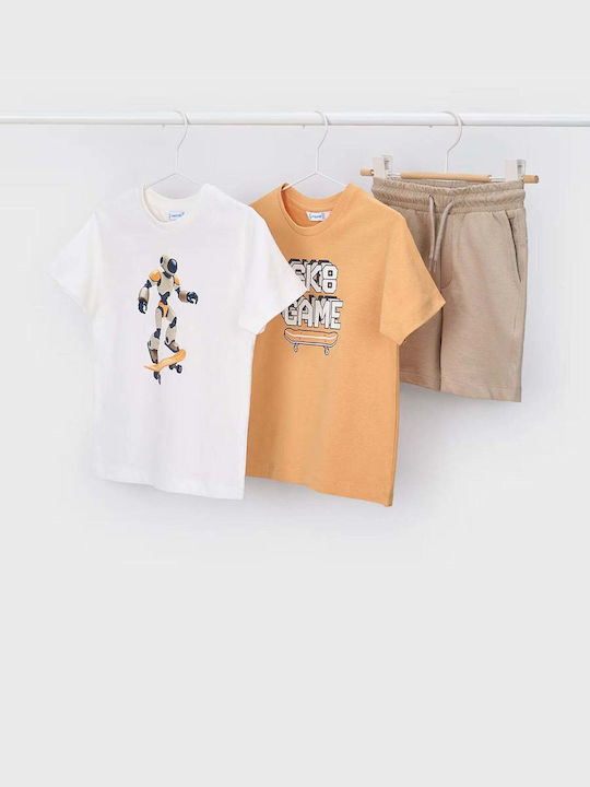 Mayoral Kids Set with Shorts Summer 3 Pieces Peach