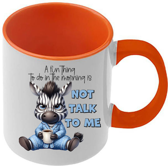 Funny Animals Orange Tasse Mit Griffel Innen