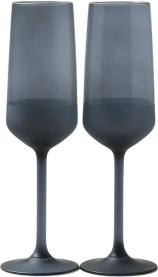 Hermia Set of Black Glass Champagne Goblets 195ml 2 Pieces