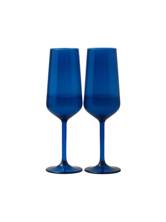 Hermia Set Brillen Champagner aus Glas in Blau Farbe Kelch 195ml 2 Stück