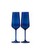 Hermia Set Brillen Champagner aus Glas in Blau Farbe Kelch 195ml 2 Stück