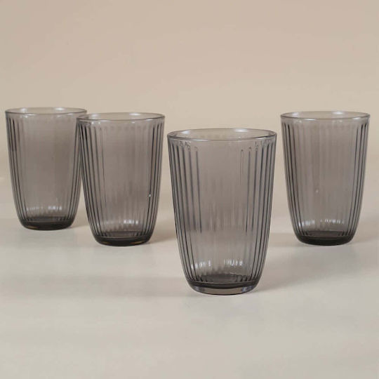 Hermia Set of Water Glasses Glass Black 395ml 4 Pieces