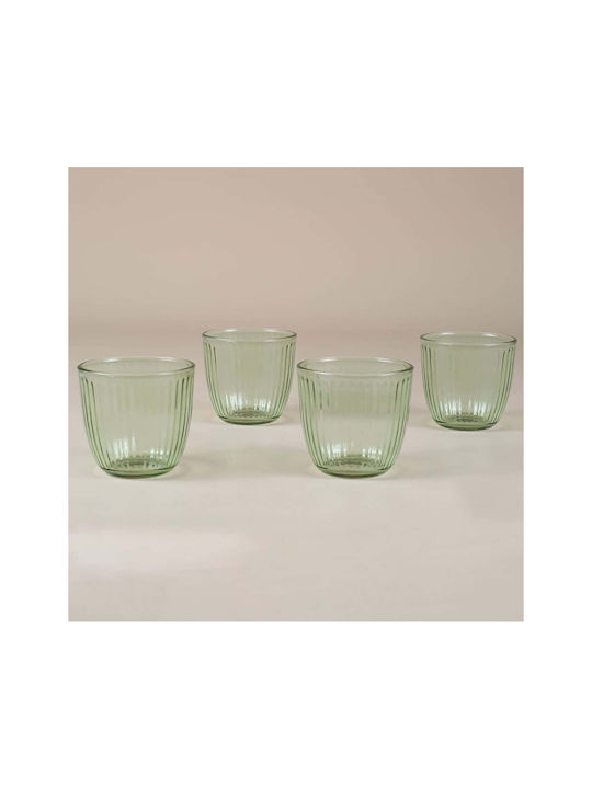 Hermia Set Glas Brillen aus Glas in Grün Farbe 290ml 4Stücke