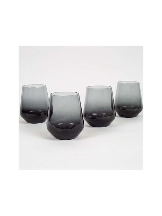 Hermia Set Brillen Wasser aus Glas in Schwarz Farbe 425ml 4Stücke