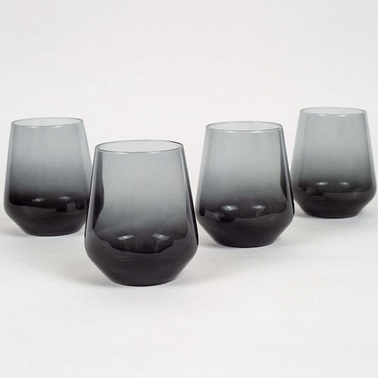 Hermia Set of Water Glasses Made of Glass in Black Colour 425ml 4 Pieces