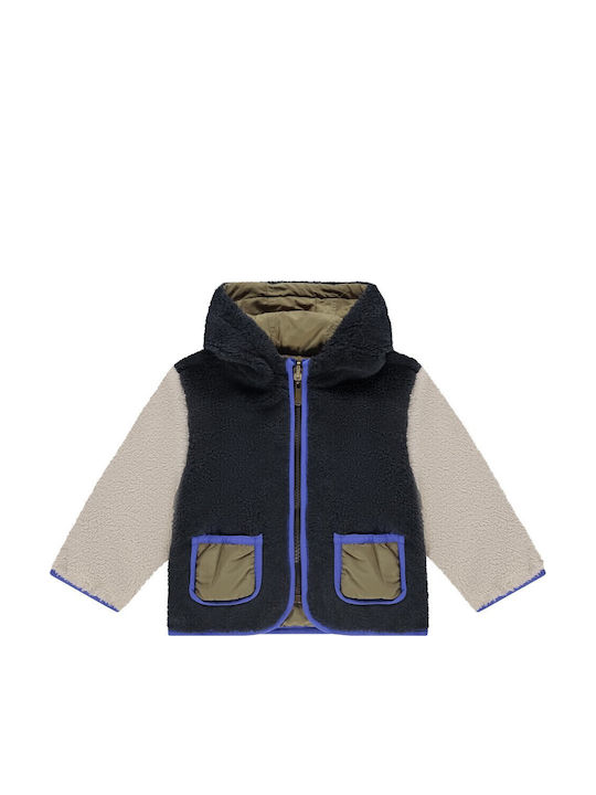 Kids Quilted Double Sided Jacket with Hood Blue