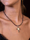 Enotia Choker Halskette Vergoldet Schwarze