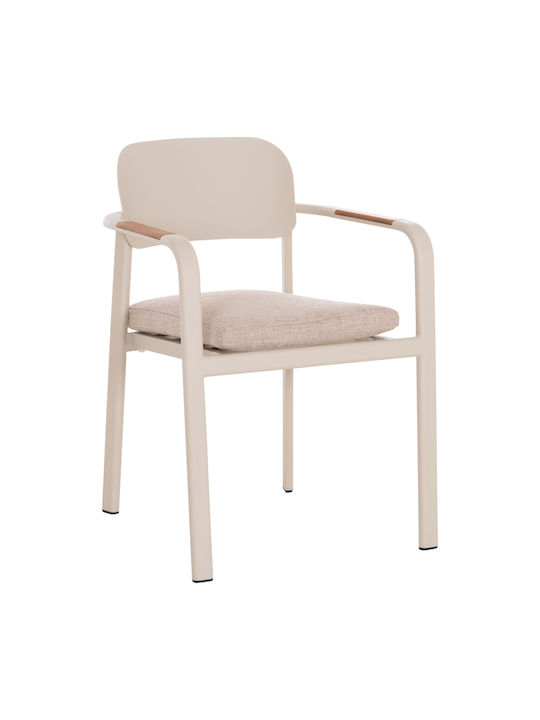 Elara Wooden Dining Armchair Beige 56x62x78cm