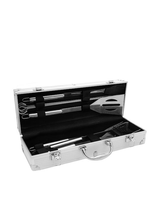 Set 12 Edelstahl Grillwerkzeug-Sets In Einer Metall-Tragetasche