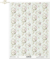 Decoupage Rice Paper Pattern Flowers Striped Ba...