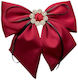 Ecarla Hair Clip Bow Rhinestones Burgundy Xl Sp441bor