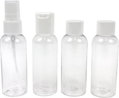 Комплект Прозрачни Пластмасови Бутилки С Размер За Пътуване 50ml 4 Броя