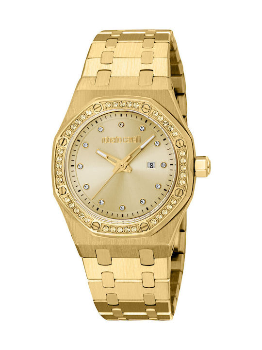 Roberto Cavalli Womens Watch Battery with Gold Metal Bracelet
