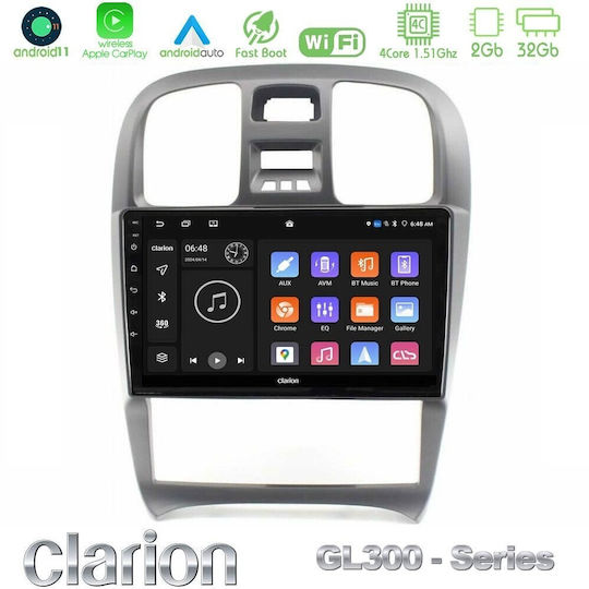 Clarion Gl300 Serie 4core Android11 2+32gb Hyundai Sonata 2001-2005 Navigation Multimedia Tablet 9" Carplay + Android Auto