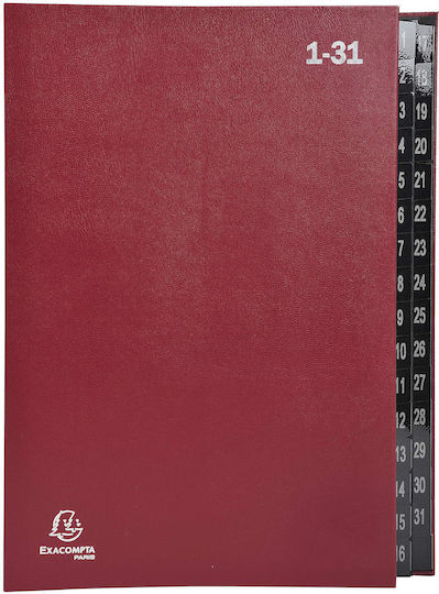 Exacompta 57035e Dosar De Birou Pentru Reciclare Ordonator Din Carton Extra Rezistent 1-31 Din A4 Cu Găuri De Vizualizare Și File Din Plastic Compartiment Organizer Dosar Index Roșu