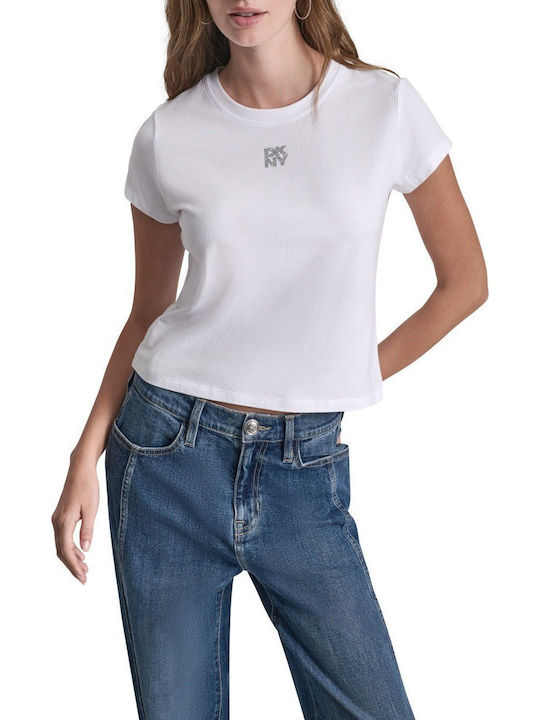 DKNY Women's Short Sleeve Blouse White