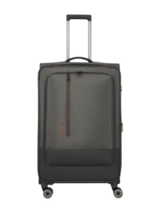 Travelite Large Fabric Travel Suitcase Dark Olive with 4 Wheels Height 77cm 92949-86L