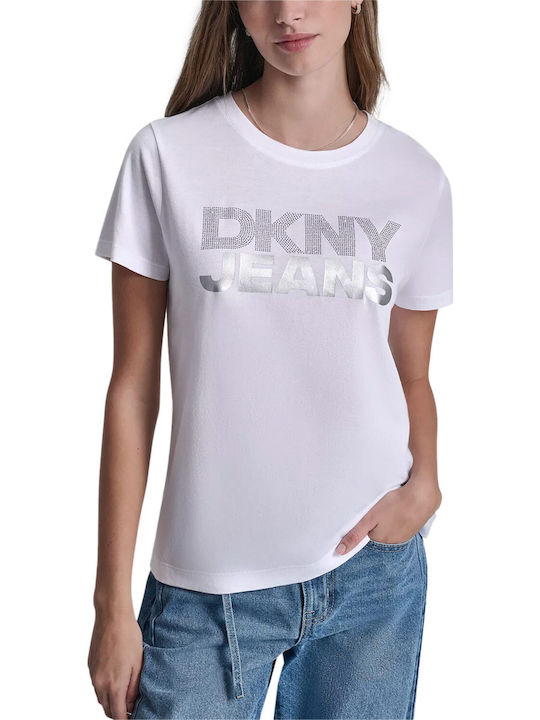 Γυναικείο T-shirt White, Silver