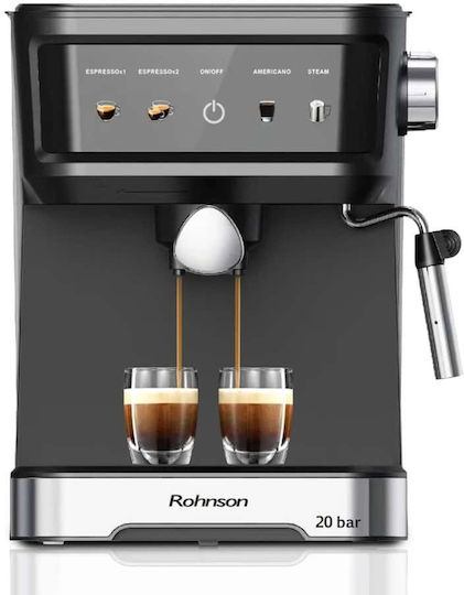 Rohnson Μηχανή Espresso 850W Πίεσης 20bar Μαύρη R-98035