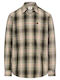 Long Sleeve Cotton Shirt in Regular Fit Checked Orange