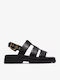 Strap Leather Women's Sandals Black