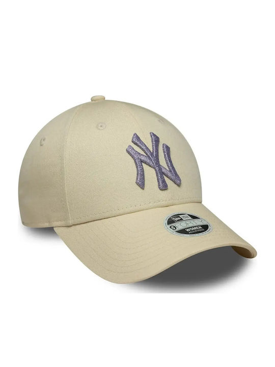 New Era New York Yankees Дамска Mlb Metallic Logo 9forty Капела Памук Светлобежова 60771737