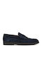 Leather Men's Loafers In Blue Color